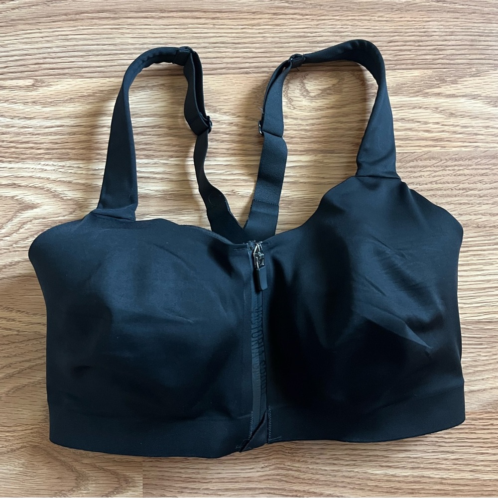 Zipper Front Black Sports Bra